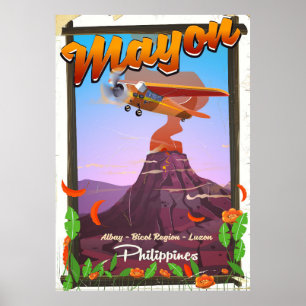 Mayon-Vulkan Philippinen Abenteuerposter Poster