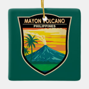 Mayon Vulkan Philippinen Reise Kunst Vintage Keramikornament