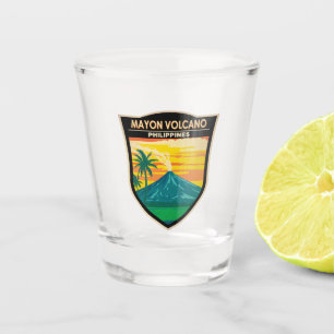 Mayon Vulkan Philippinen Reise Kunst Vintage Schnapsglas