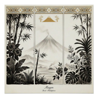 Mayon Vulkan Triptychon-Wandkunst Poster