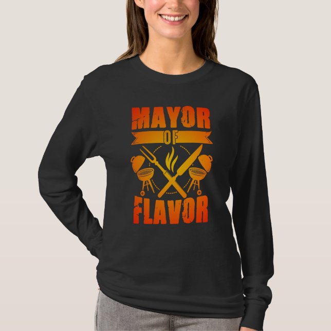 Mayor Of Flavor Smoker Grill Barbecue Meat Grillin T-Shirt (Vorderseite)
