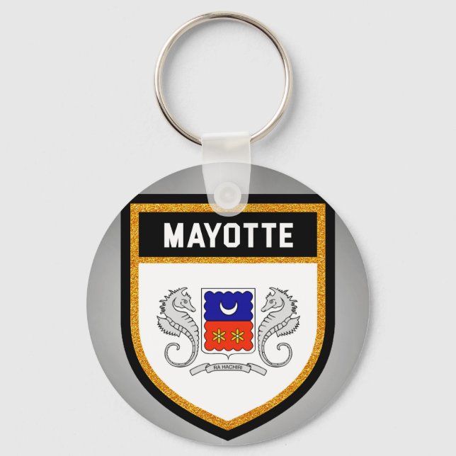 Mayotte Flag einzigartige moderne coole Textur-Pro Schlüsselanhänger (Vorderseite)