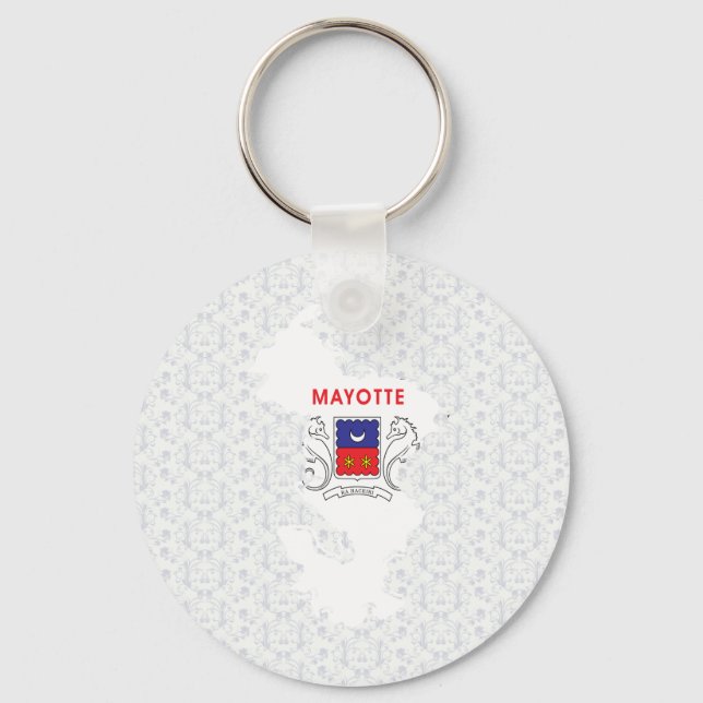 Mayotte Flag Karte Vollgröße Schlüsselanhänger (Vorderseite)