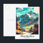 Mayrhofen Österreich Art Vintage Travel Illustrati Postkarte<br><div class="desc">Mayrhofen Österreich Art Vintage Travel Portrait Malerei Illustration</div>