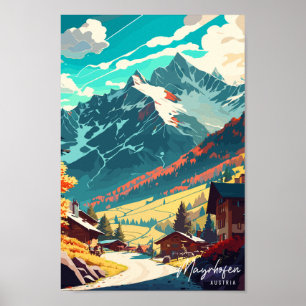 Mayrhofen Österreich Vintage Illustration Poster