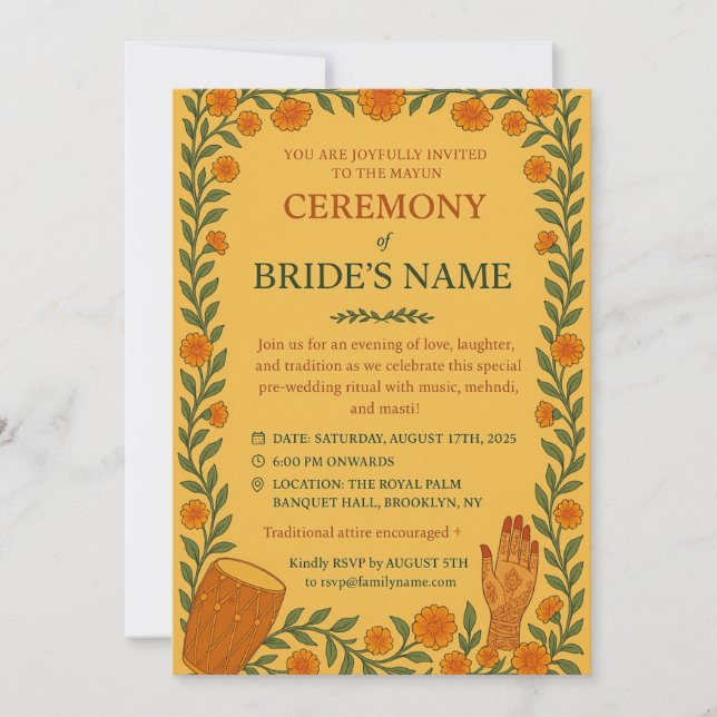 Mayun Sangeet Invite Einladung (Vorderseite)