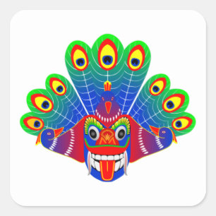 Mayura raksha (Sri Lanka Pfau-Teufel) Design Quadratischer Aufkleber