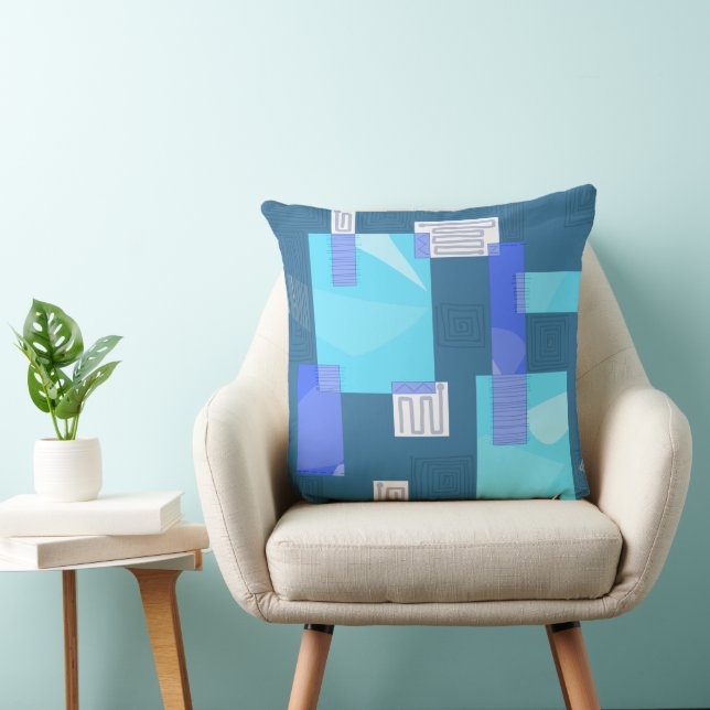 Maz Egyptian Collage - Aquamarin Blue Türkise Whit Kissen (Stuhl )