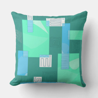 Maz Egyptian Collage - Aquamarin Green Blue White Kissen