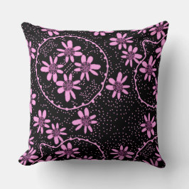 Maz Floral Bubbles Polka Dot Black Pink Kissen