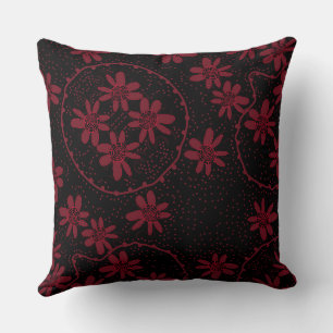 Maz Floral Bubbles Polka Dot Black Red Kissen