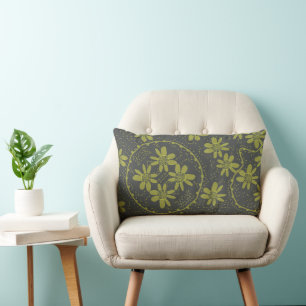 Maz Floral Bubbles Polka Dot Gray Olive Lendenkissen
