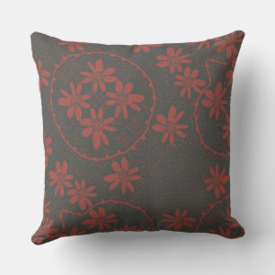 Maz Floral Bubbles Polka Dot Gray Red Kissen