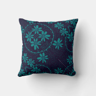 Maz Floral Bubbles Polka Dot Navy Aquamarin Kissen