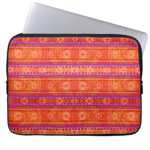 MAZ Floral gestreiftes geripptes Strickmuster 245 Laptopschutzhülle