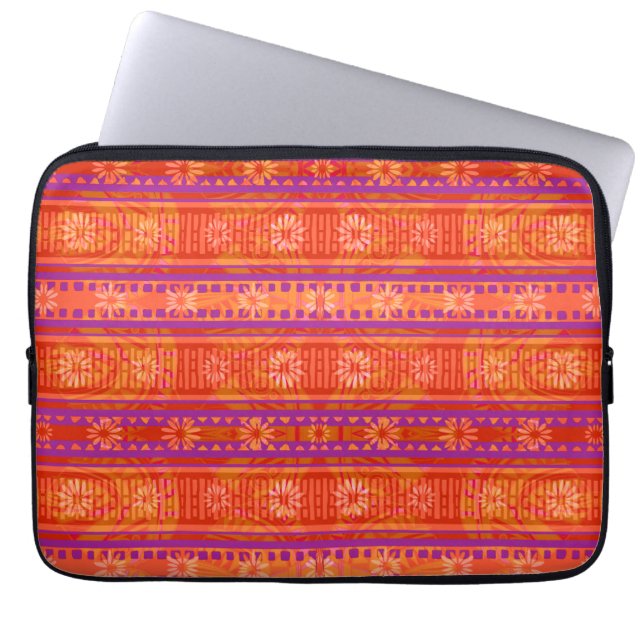 MAZ Floral gestreiftes geripptes Strickmuster 245 Laptopschutzhülle (Vorderseite)
