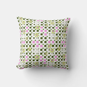 Maz Floral Square Conundrum - Green Pink White Kissen