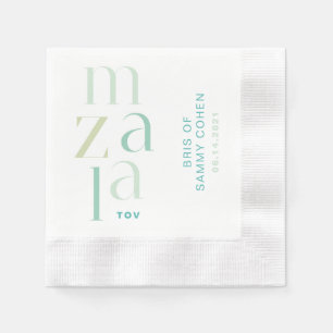 Mazal Tov Glückwunsch Modern Green Hebreb Serviette