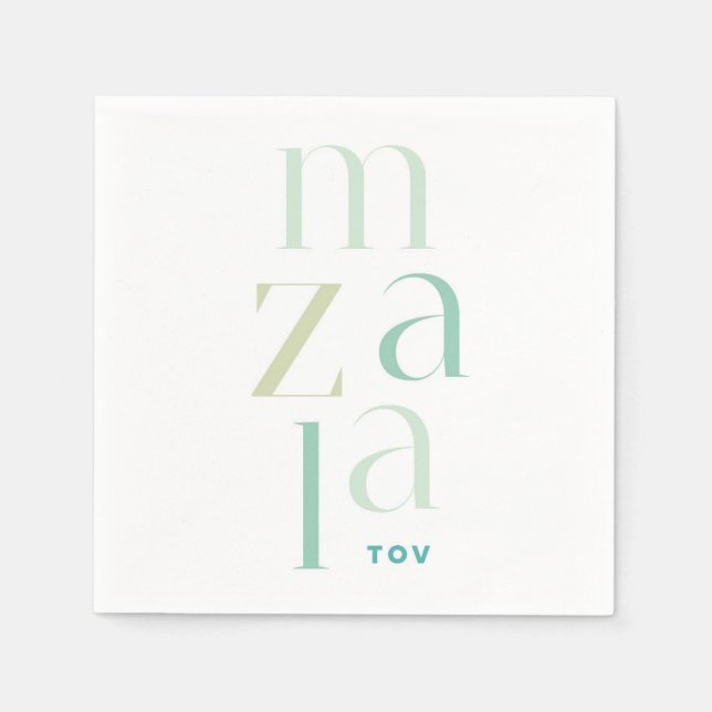 Mazal Tov Green Hebrew Glückwunsch Serviette (Vorderseite)
