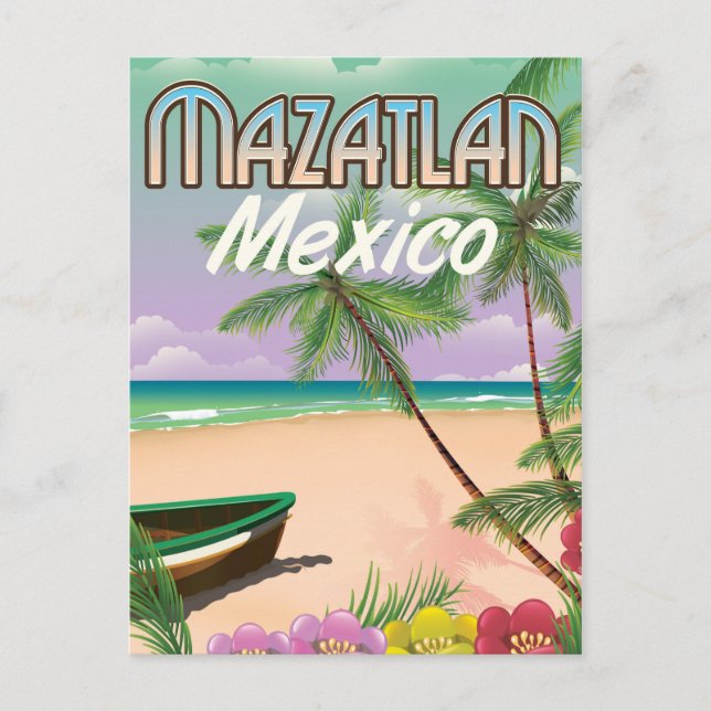 Mazatlan Beach Mexico Beach Reiseplakat Postkarte (Vorderseite)