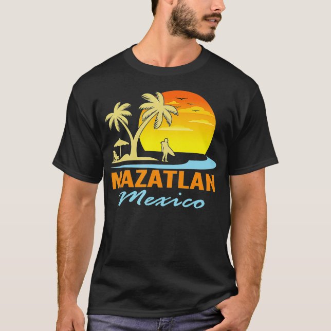 Mazatlan Mexico Beach Sunset Palmen Tree Ozean T-Shirt (Vorderseite)