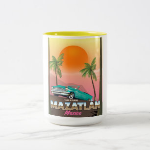 Mazatlán Mexiko Reiseplakat Zweifarbige Tasse