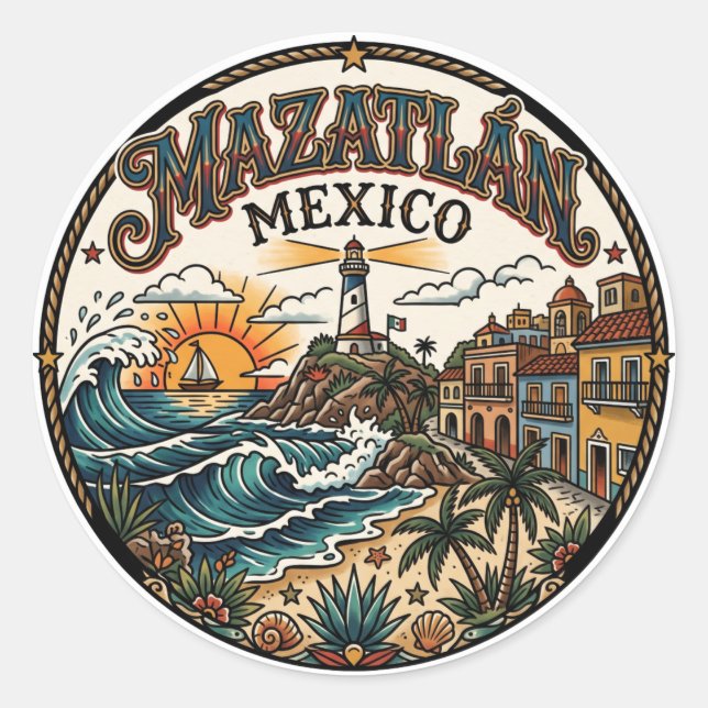 Mazatlán Mexiko Runder Aufkleber (Vorderseite)