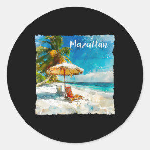 Mazatlan Mexiko Schöne Strände Palmen Bäume Souve Runder Aufkleber