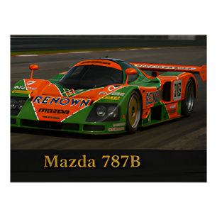 Mazda 787B Klassischer Le Mans Rennwagen Vintage Poster