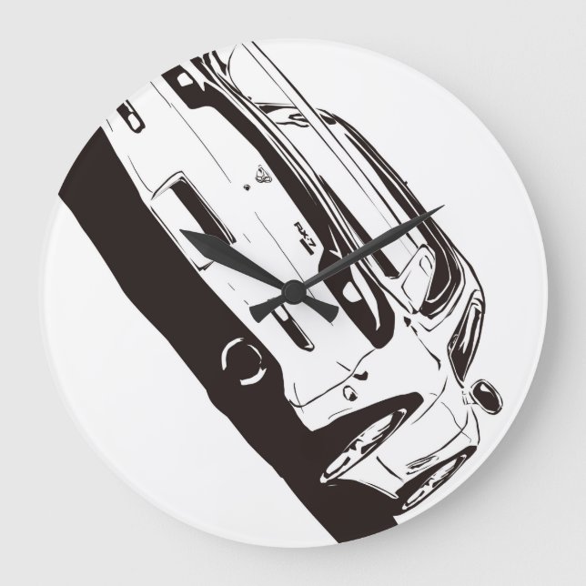 MAZDA FD3S RX-7 （リア）線画イラスト　壁掛け時計 GROßE WANDUHR (Vorderseite)