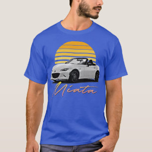 Mazda Miata Weiße Retro Style Sonnenuntergang Desi T-Shirt