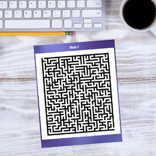 Maze Puzzle Drei Lila   Aktionskarten Postkarte