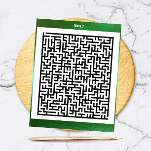 Maze Puzzle Seven Green   Aktivitätskarten Postkarte