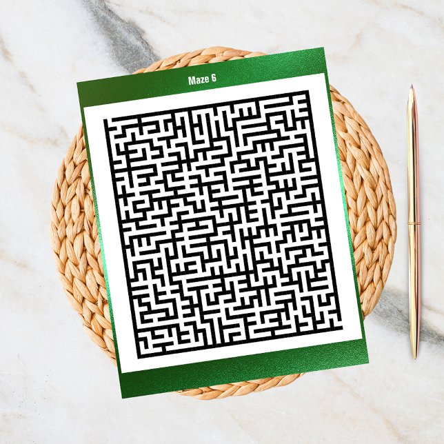 Maze Puzzle Six Green | Aktivitätskarten Postkarte (Von Creator hochgeladen)