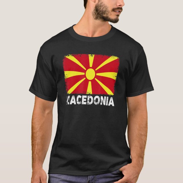 Mazedonien Flag Unterstützung Mazedonischer Bevölk T-Shirt (Vorderseite)