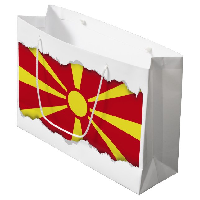 Mazedonien-Flagge Große Geschenktüte (Vorderseite Schrägansicht)