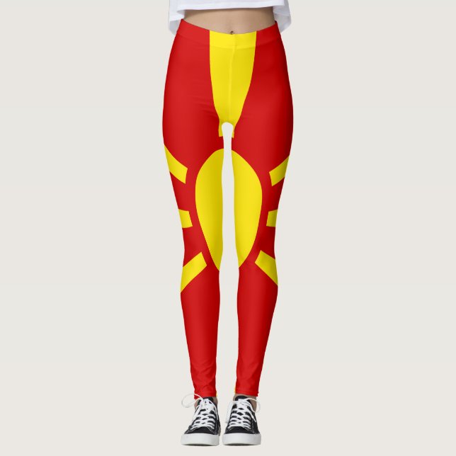 Mazedonien-Flagge Leggings (Vorderseite)