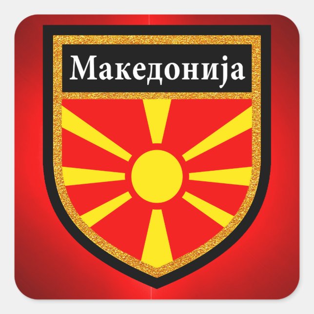 Mazedonien-Flagge Quadratischer Aufkleber (Vorderseite)