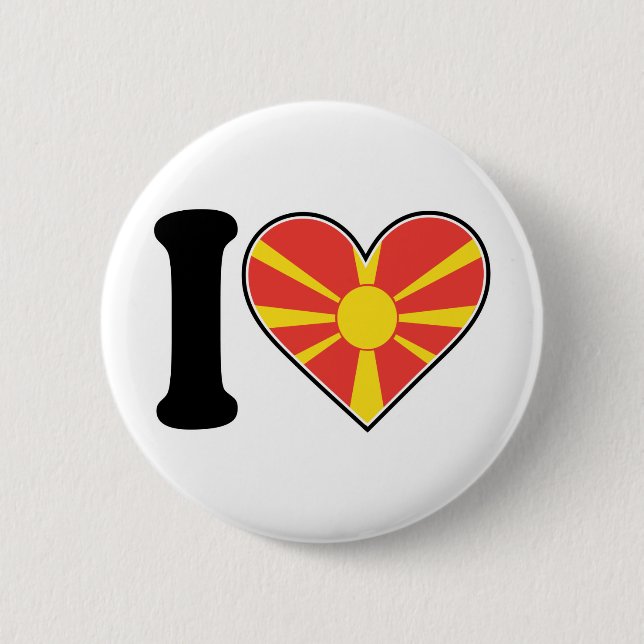 Mazedonien-Herz-Flagge Button (Vorderseite)