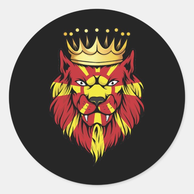 Mazedonien Lion King Flag Runder Aufkleber (Vorderseite)