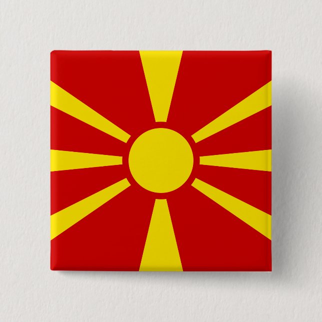 Mazedonien (Mazedonien) Flagge Button (Vorderseite)