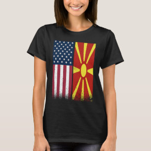 Mazedonien mazedonische amerikanische Flaggen sto T-Shirt