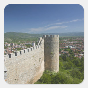 MAZEDONIEN, Ohrid. Burg Car Samoil / Quadratischer Aufkleber