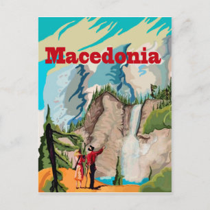 Mazedonien, Paar beim Wandern, Vintage-Reise Postkarte