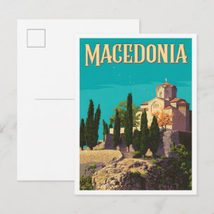 Mazedonien Vintage Art Reise Postkarte
