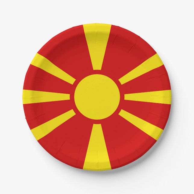 (Mazedonische) Flagge Mazedoniens Pappteller (Vorderseite)