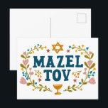 MAZEL TOV BAR BAT MITZVAH Jüdischer individuell ei Postkarte<br><div class="desc">Handgezeichneter Text von mir für Sie. Ideal für eine Bar- oder Fledermausmitzvah oder eine jüdische Hochzeit oder ein anderes Ereignis. Fügen Sie Ihren eigenen Text in die Innenseite der Karte oder ändern Sie die Hintergrundfarben. Für weitere Designs und Farben Karo mein Shop! Oder lass mir Bescheid, wenn du etwas Angewohntes...</div>