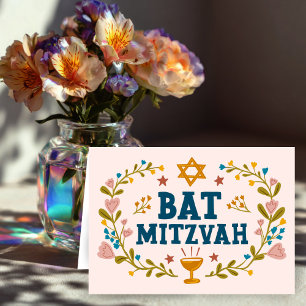 MAZEL TOV BAT MITZVAH Jüdische Blume individuell a Karte