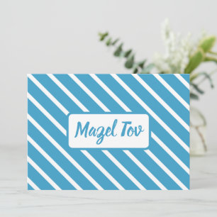 Mazel Tov Gratulationskarte, Blaue weiße Linien, Einladung