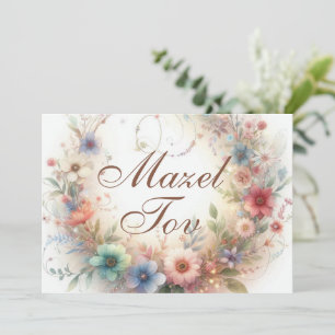 Mazel Tov Gratulationskarte, Blumenkranz, Einladung
